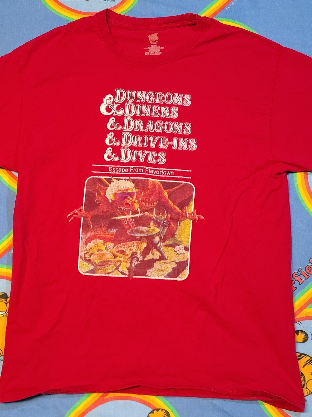 Dungeons & Diners & Dragons & Drive-Ins & Dives Shirt Guy Fieri Parody Red